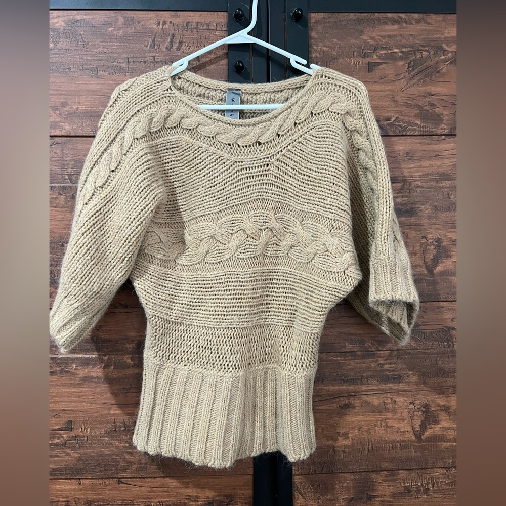 Italian wool and alpaca sweater in tan. Size medium